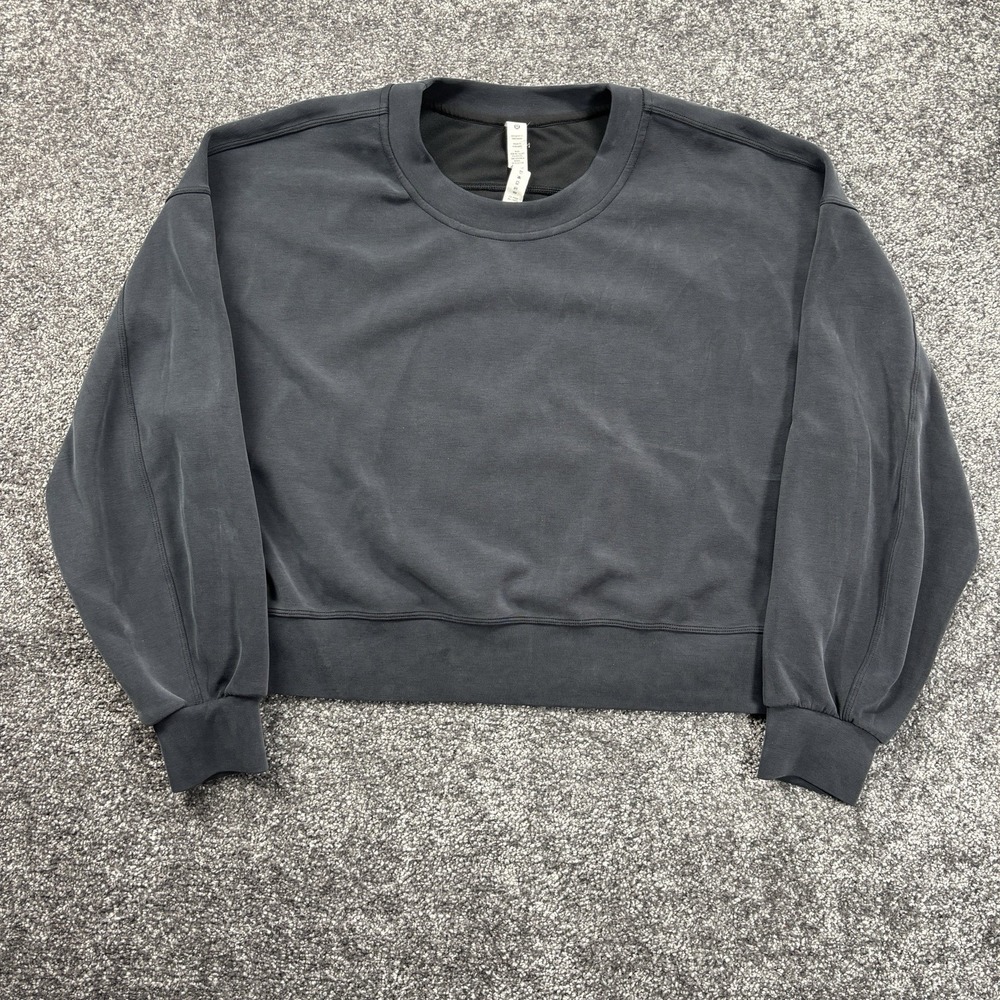 Lululemon Softstreme Perfectly Oversized Cropped Crew Size 6 Black Gray Gym